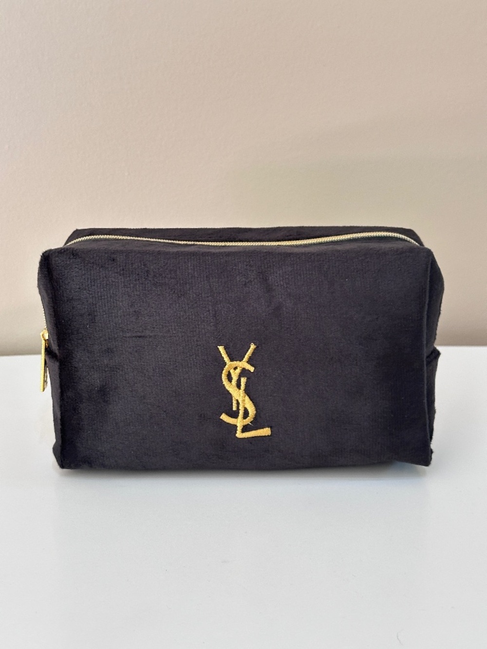 NWT New YSL Beauty Black Velvet Makeup Cosmetics Bag Pouch